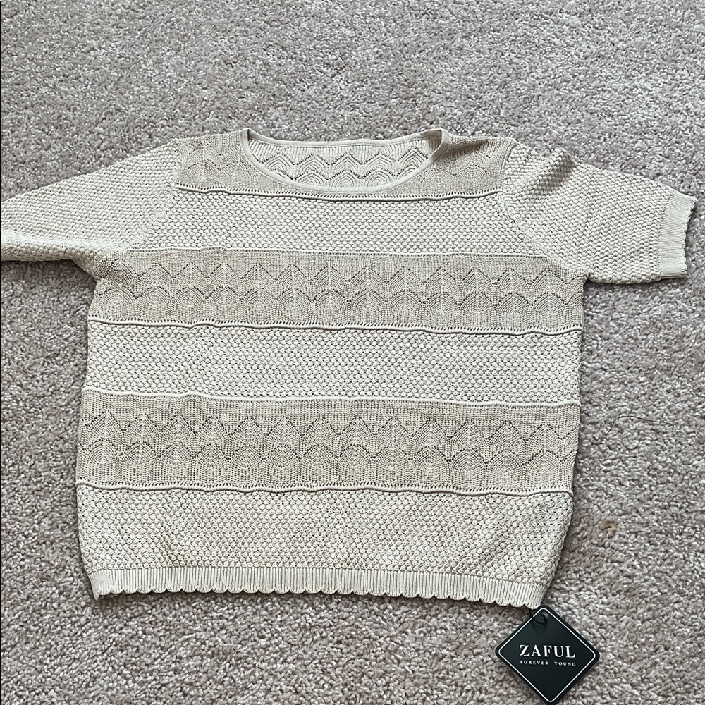 Zaful Cream Textured Women’s Knit Top